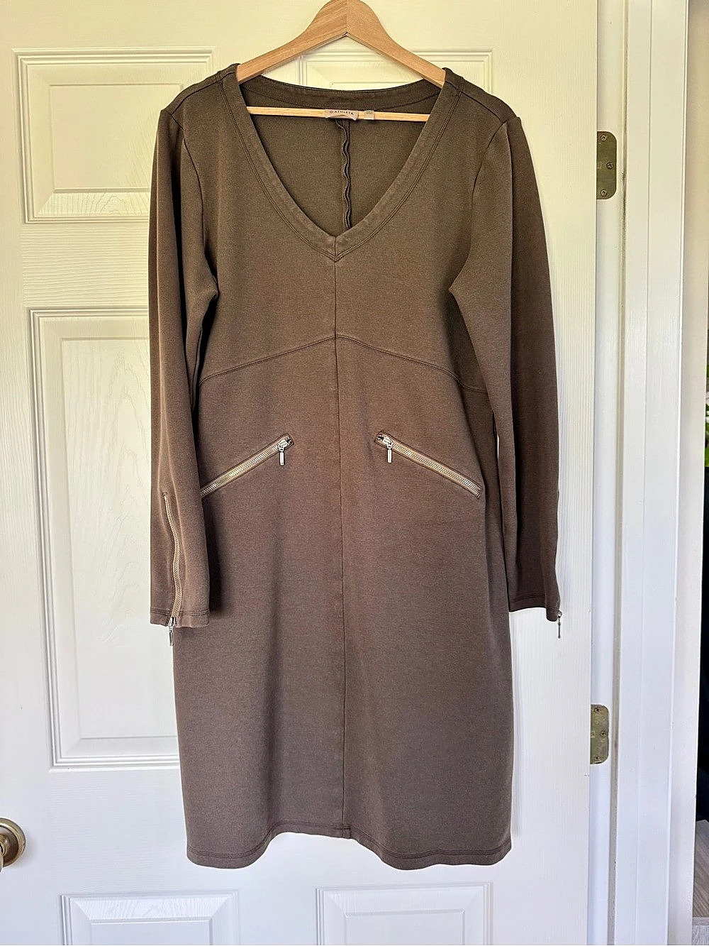 Athleta Balance Fall Dress Women's Brown Midi Dress XL